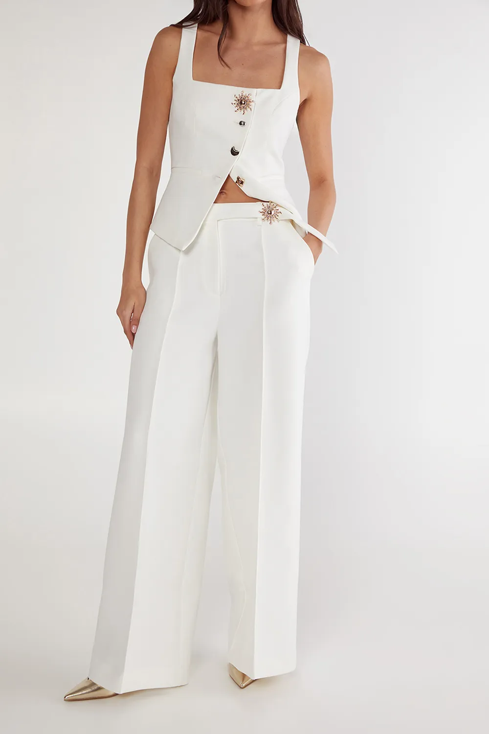 Ladies Lapel Design Wide Shoulder Strap Vest