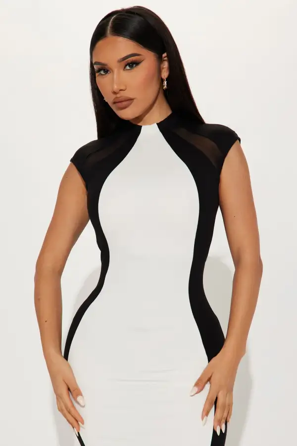 Black Tie Affair Maxi Dress - Black/White