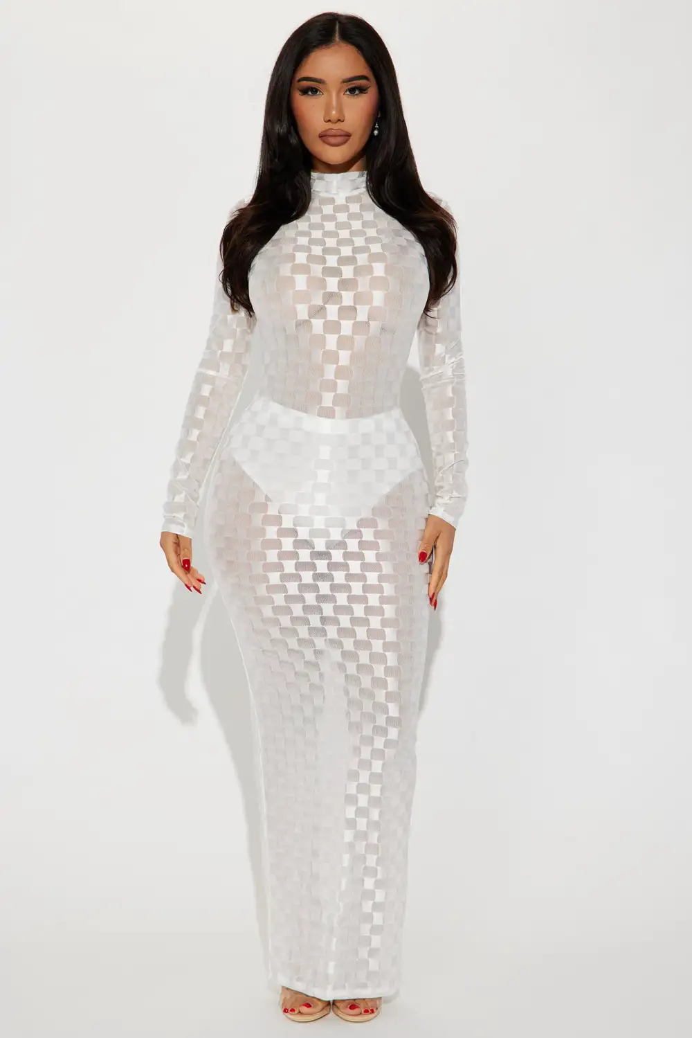 Checkmate Checkered Maxi Dress - White