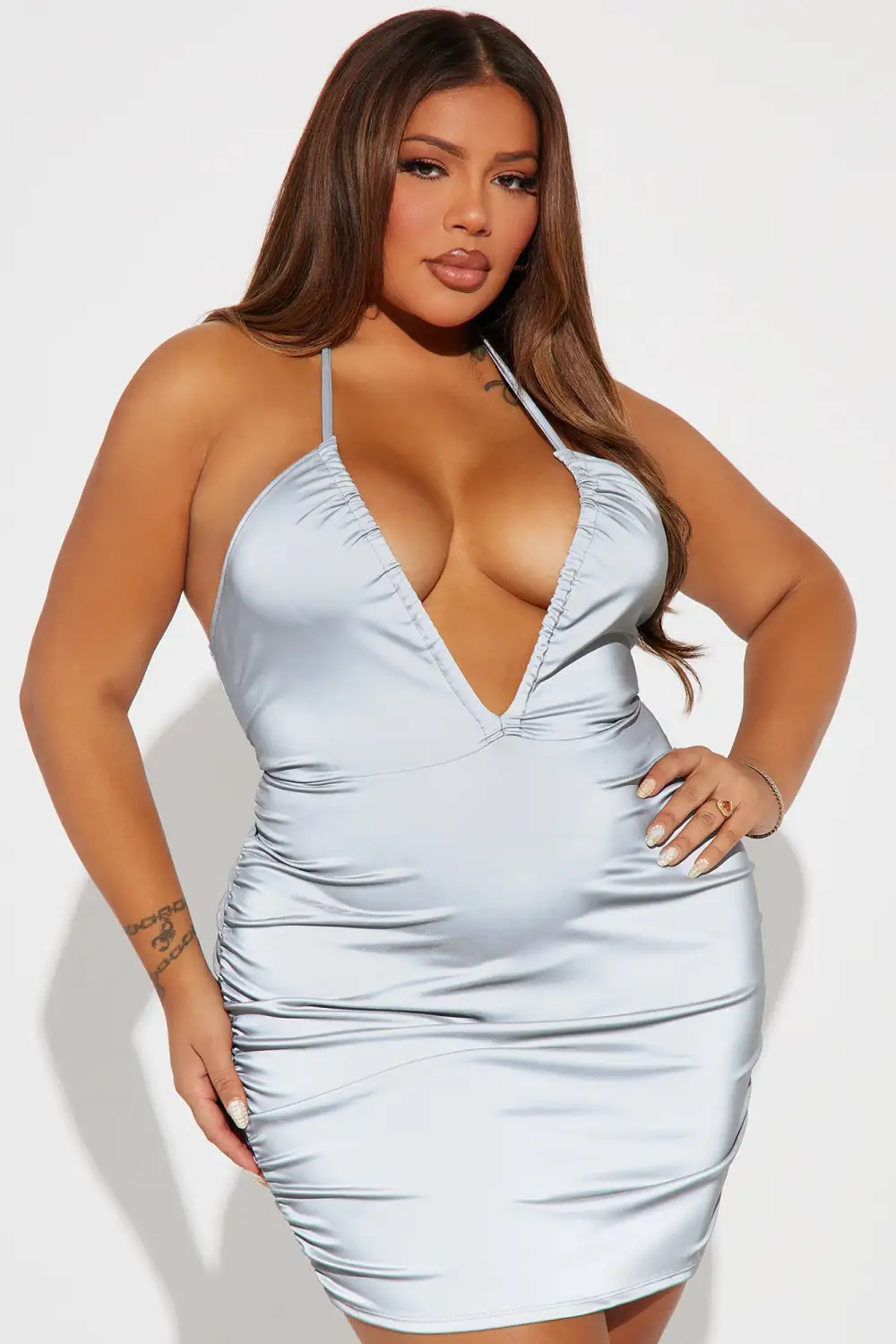 Venus Reflective Mini Dress - Grey