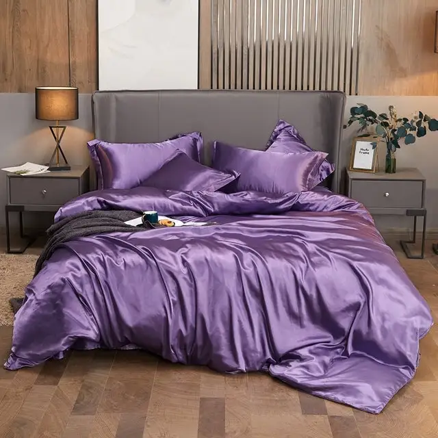 Bedding Set Solid Color Luxury Bedding Kit Rayon Satin Duvet Cover Set Twin Queen King Size Bed Set 2pcs/3pcs/4pcs - Bedding Set