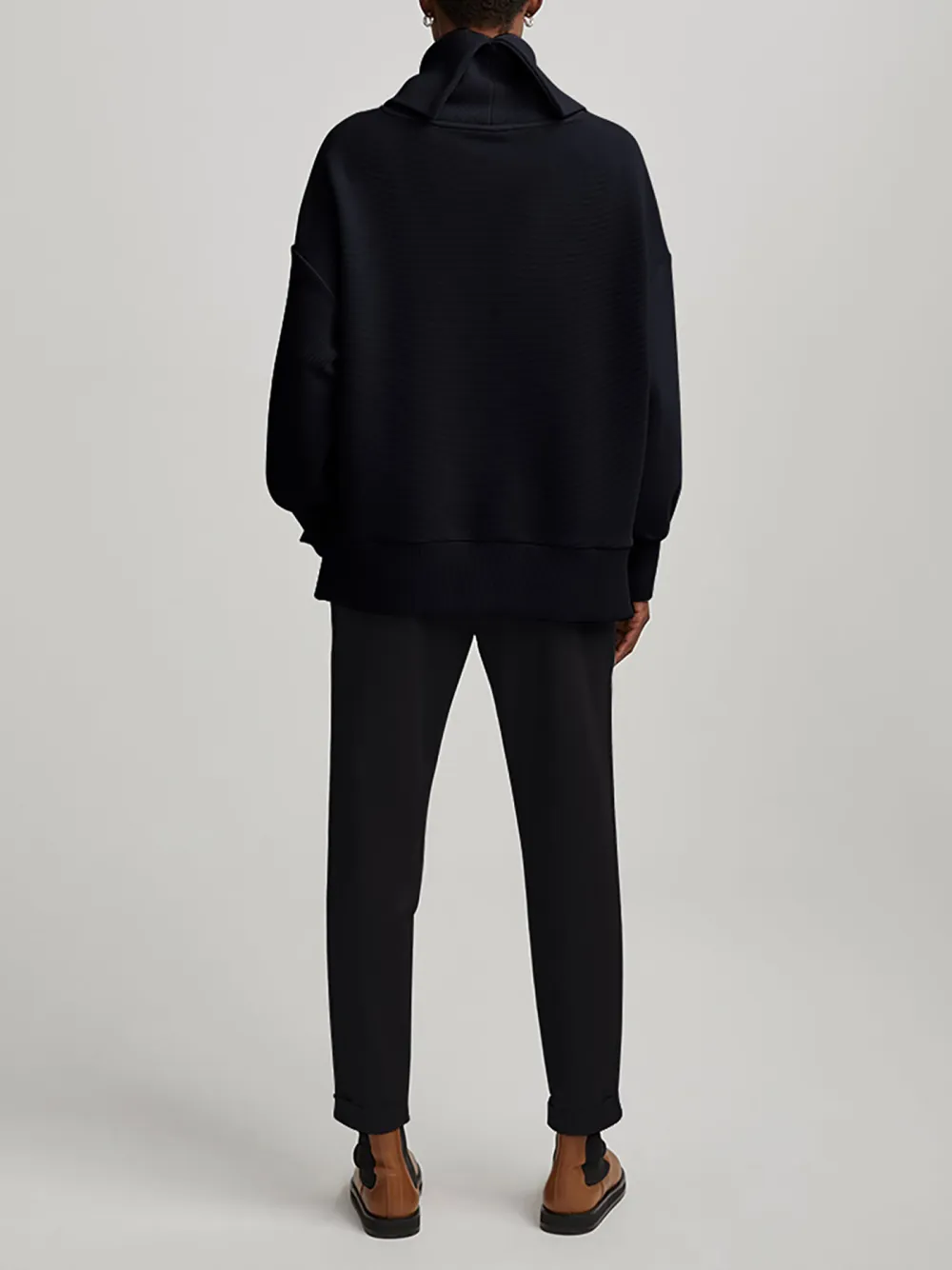 Casual Turtleneck Textured Knit Sweatshirt