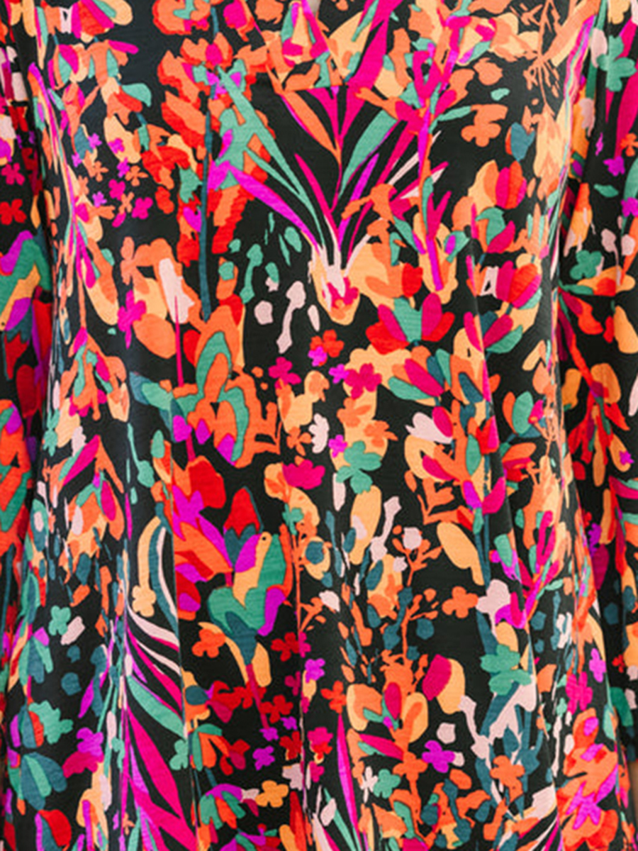 Black Floral Casual Blouse