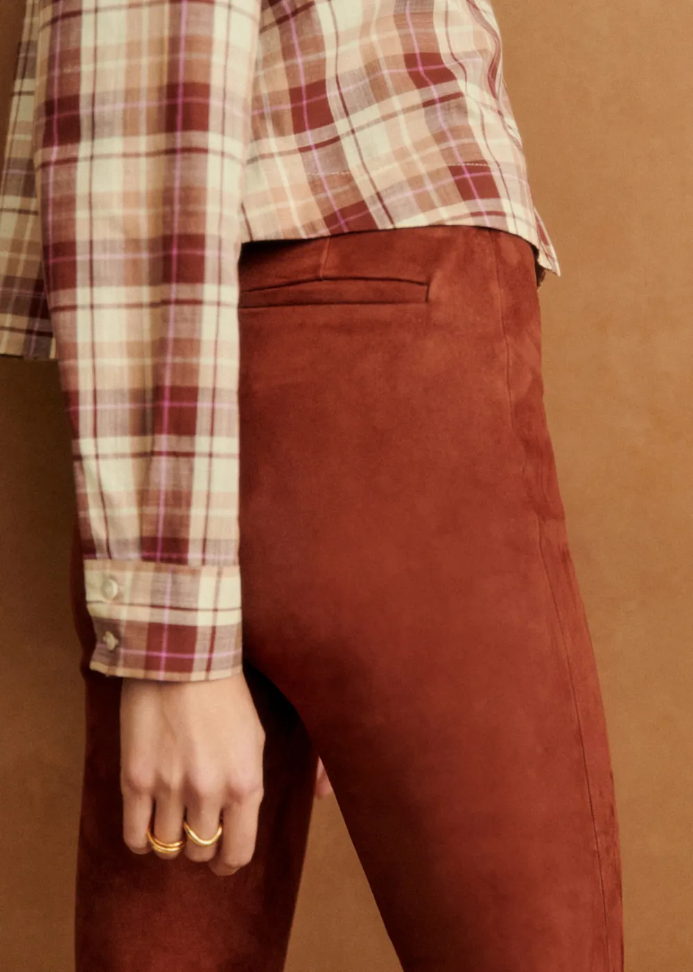 High Waisted Flared Cropped Trousers