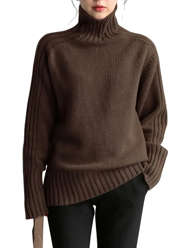 Simple Solid Turtleneck Sweater