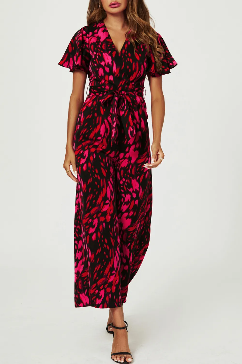 Black And Pink Art Print Women's Jumpsuit