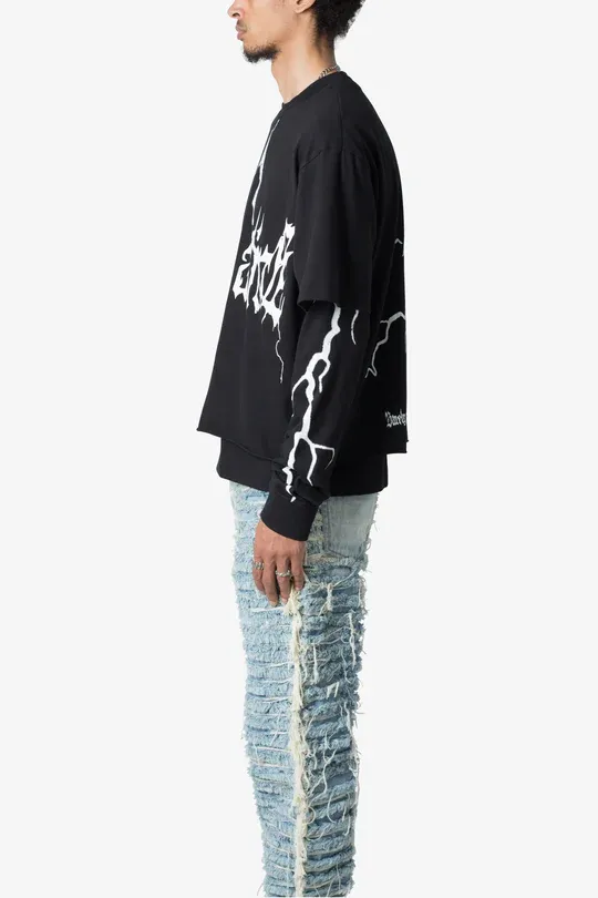 BLACK DOUBLE LAYERED GOTHIC STYLE T-SHIRT