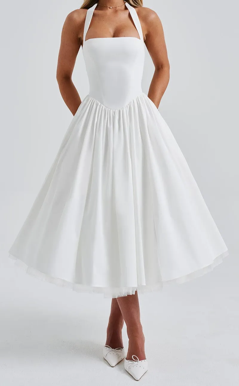 Halter Neckline Midi Dress