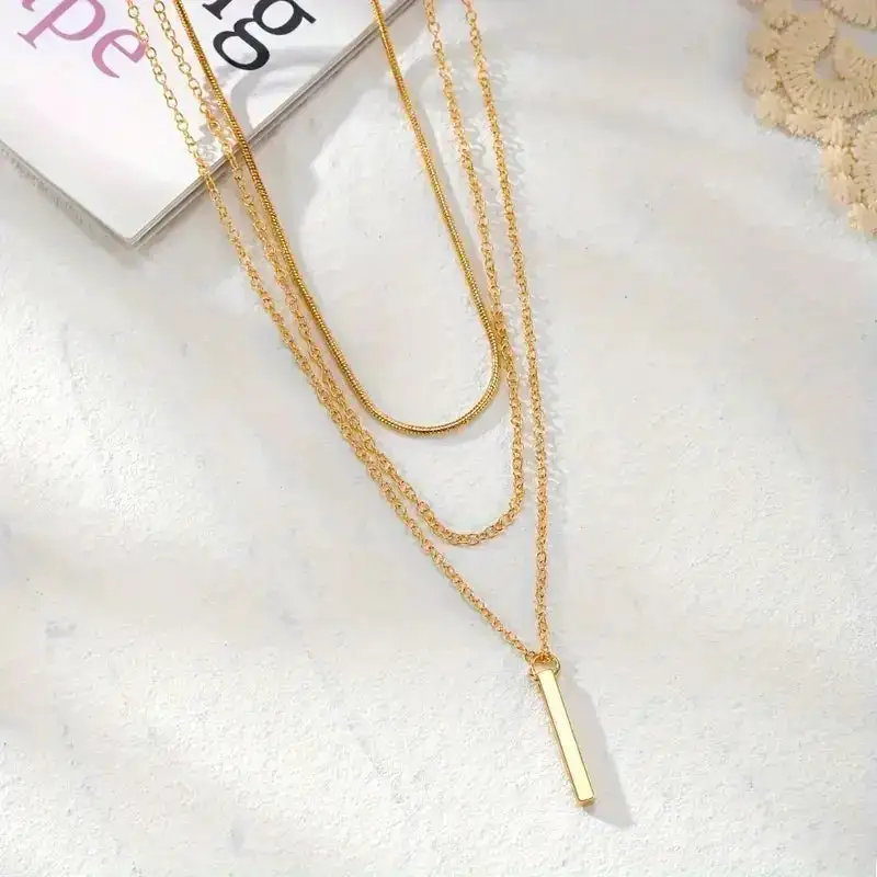 Layered Bar Pendant Necklace
