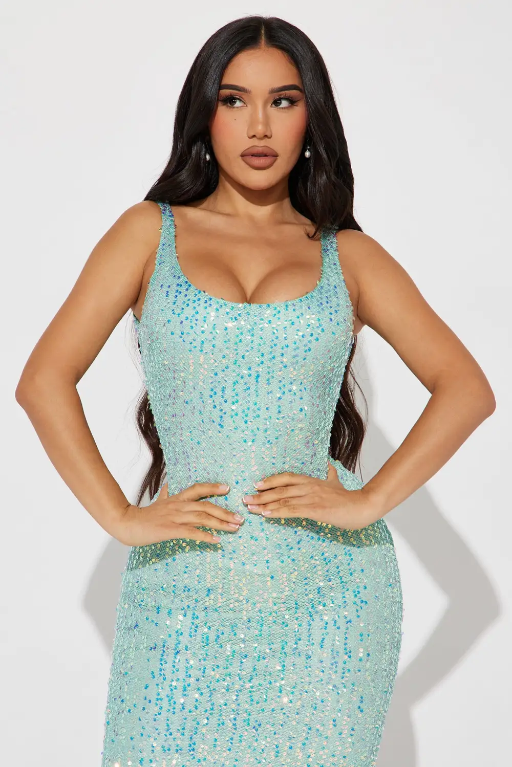 Ximena Sequin Midi Dress - Mint