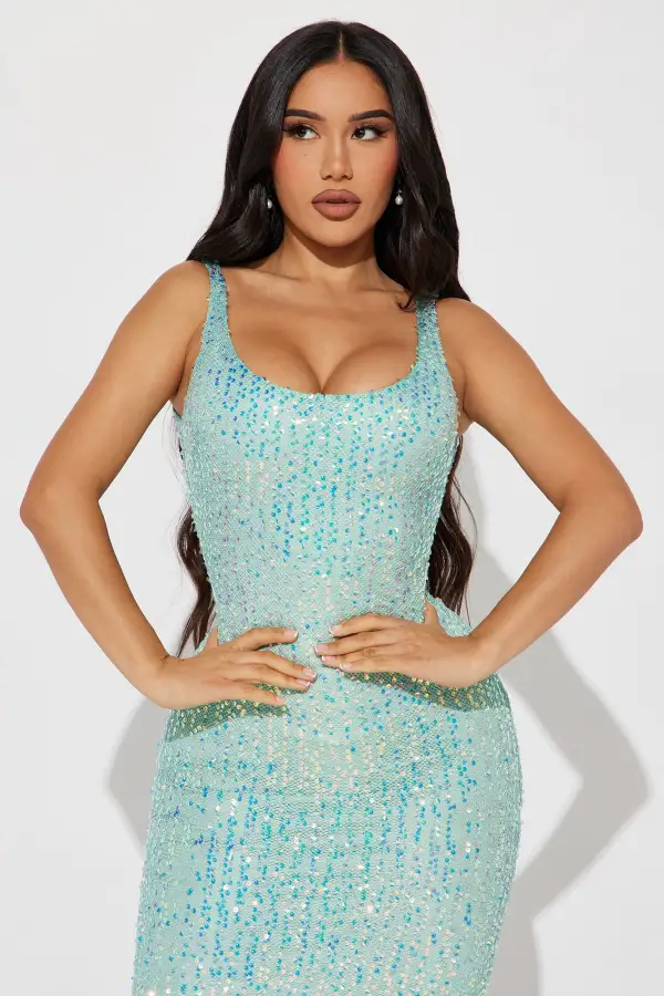 Ximena Sequin Midi Dress - Mint