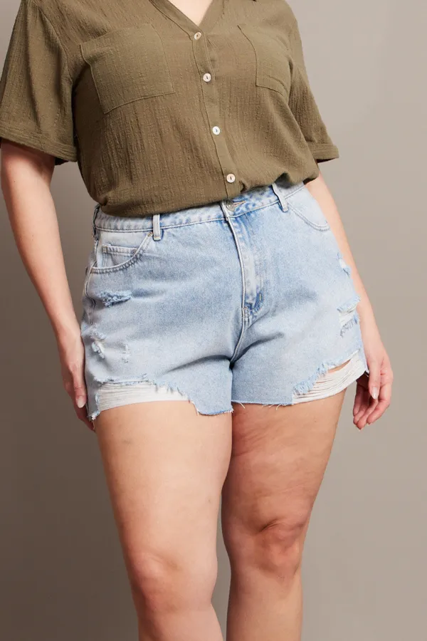 Casual Ripped Denim Shorts