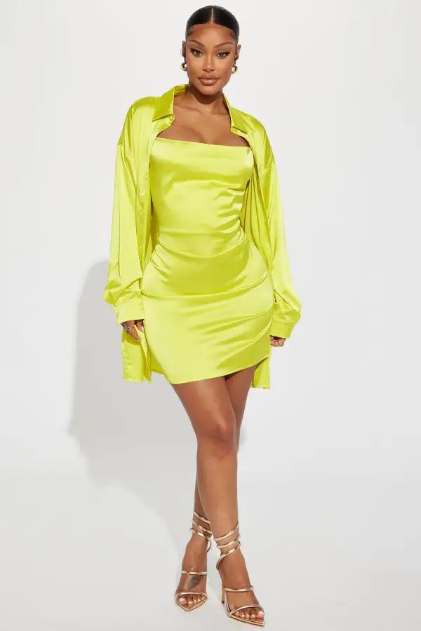 Stella Mini Dress Set - Neon Yellow