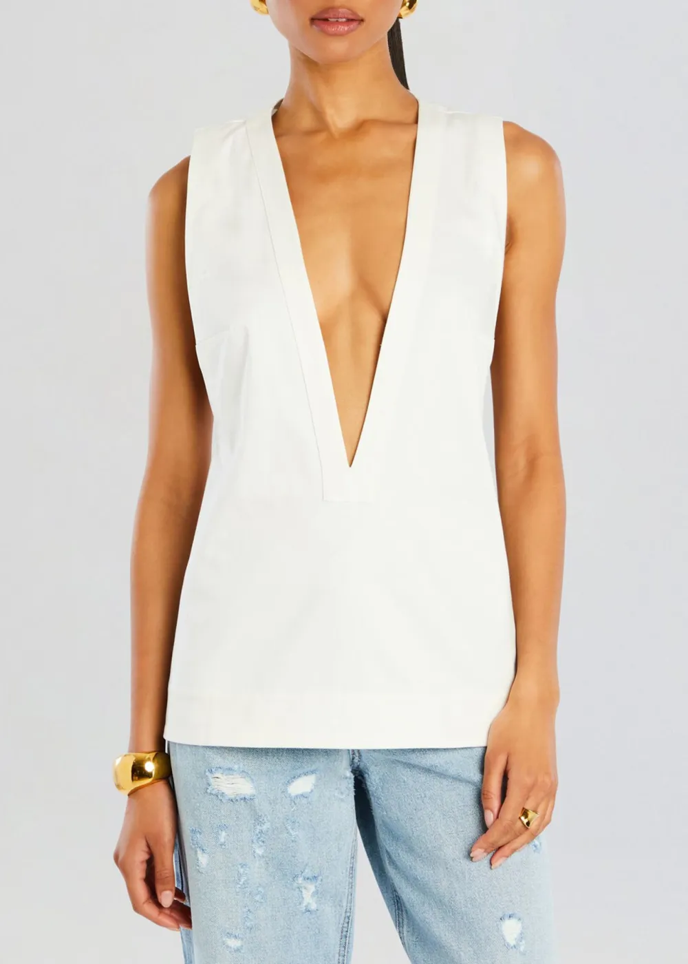 Cotton V Neck Tank