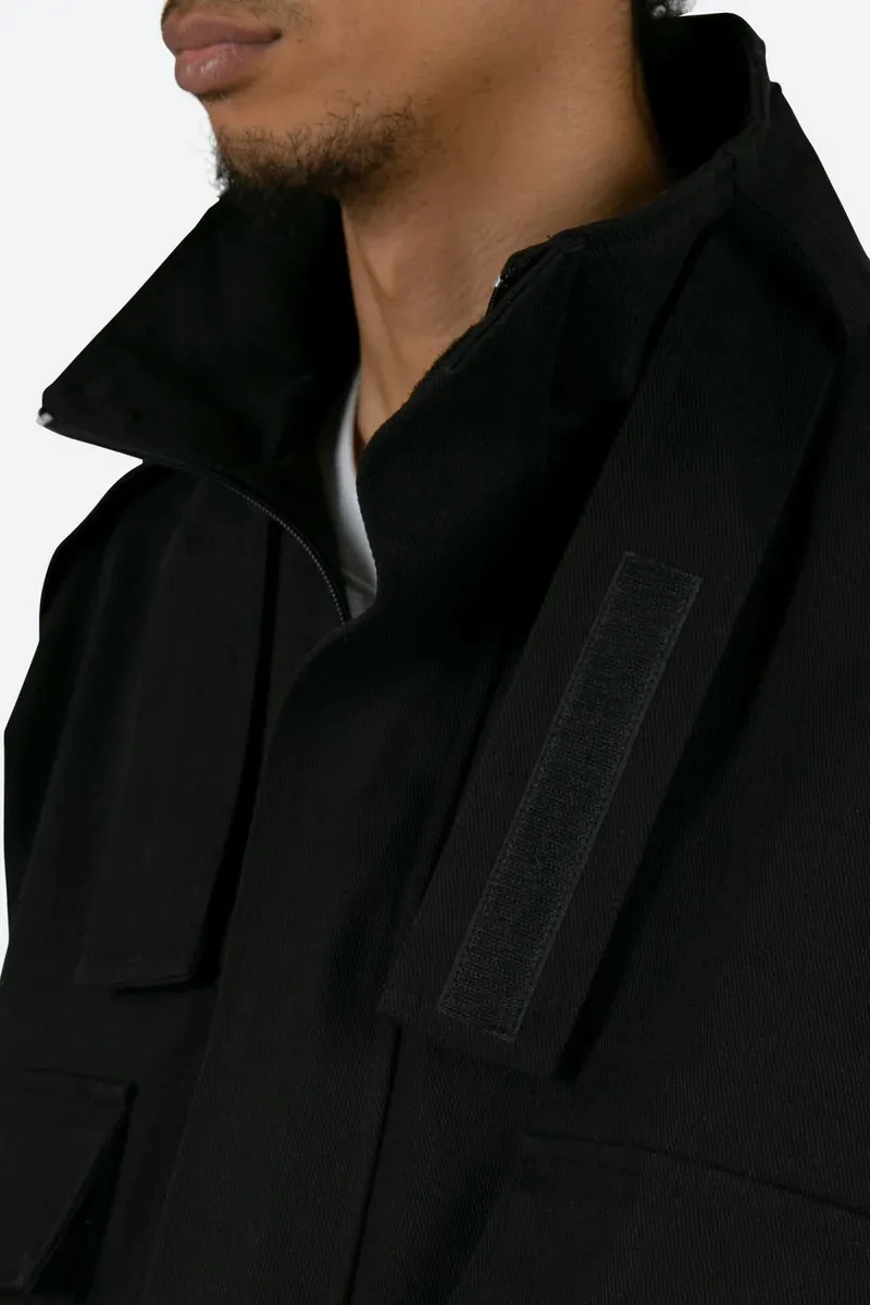 JET BLACK CROP STYLE CARGO JACKET