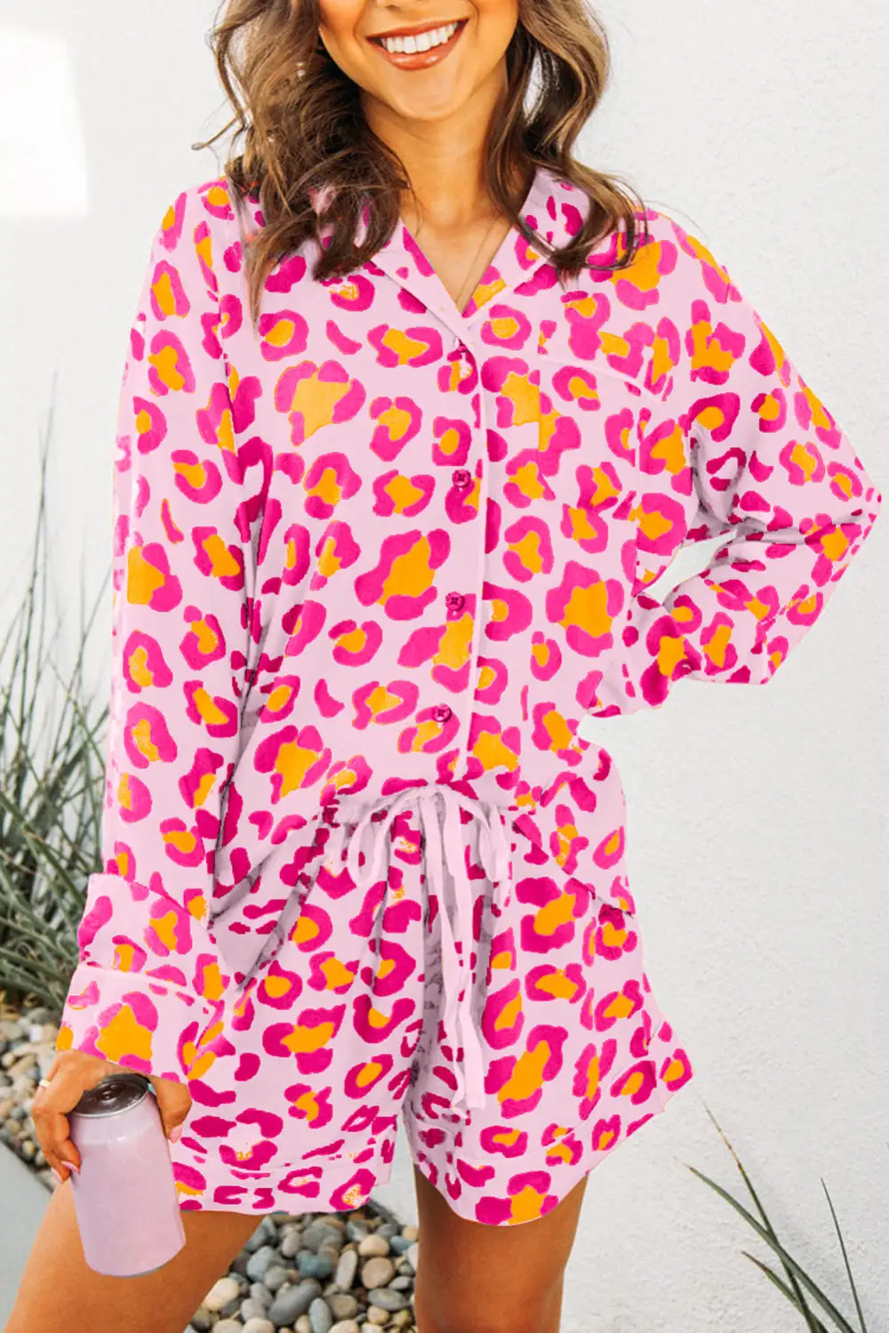 Cozy Animal Print Leopard Pajama Set