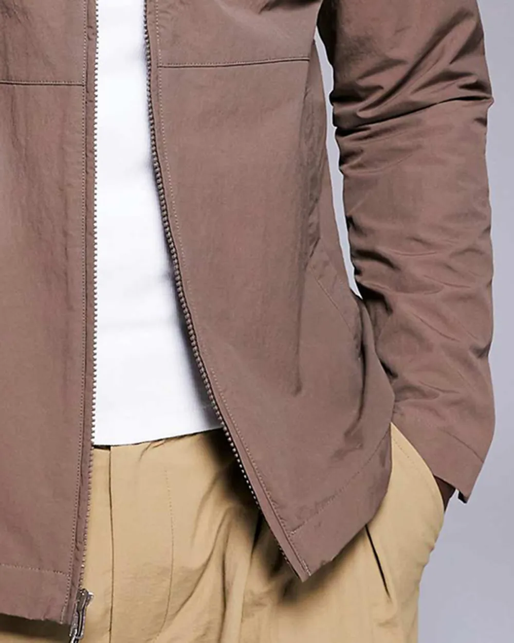 Pocket Zip Overshirt In Brown