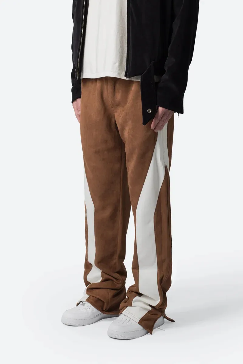 BROWN ELASTIC WAIST WIDE LEG PANTS