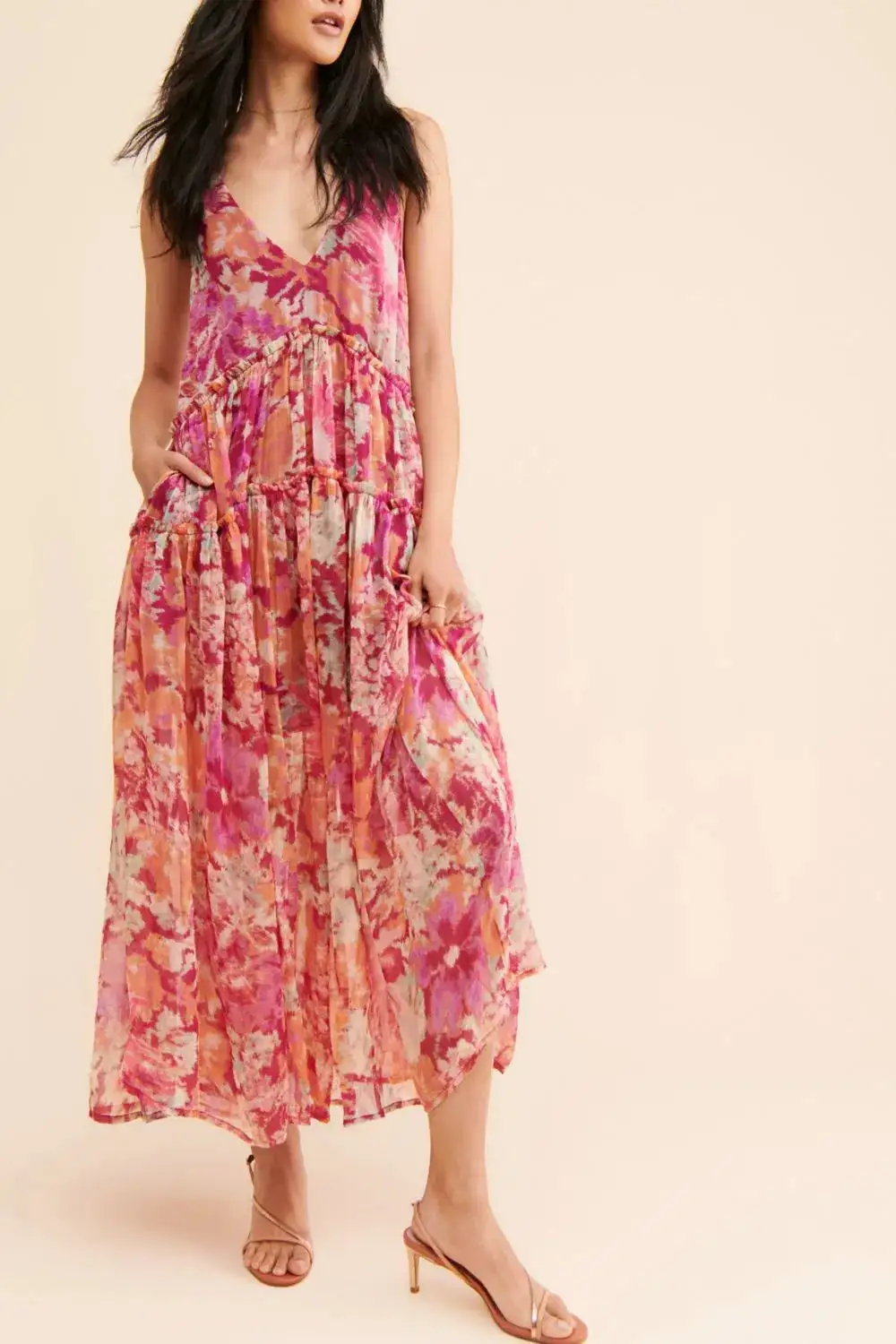 Textured Soft Maxi Printed Dress