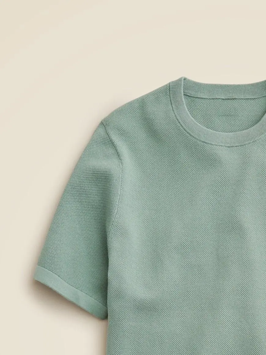 Light Green Short Sleeve Knit Sweater