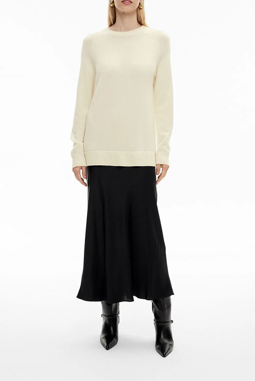 Solid-Color Knitted Wool Long Dress