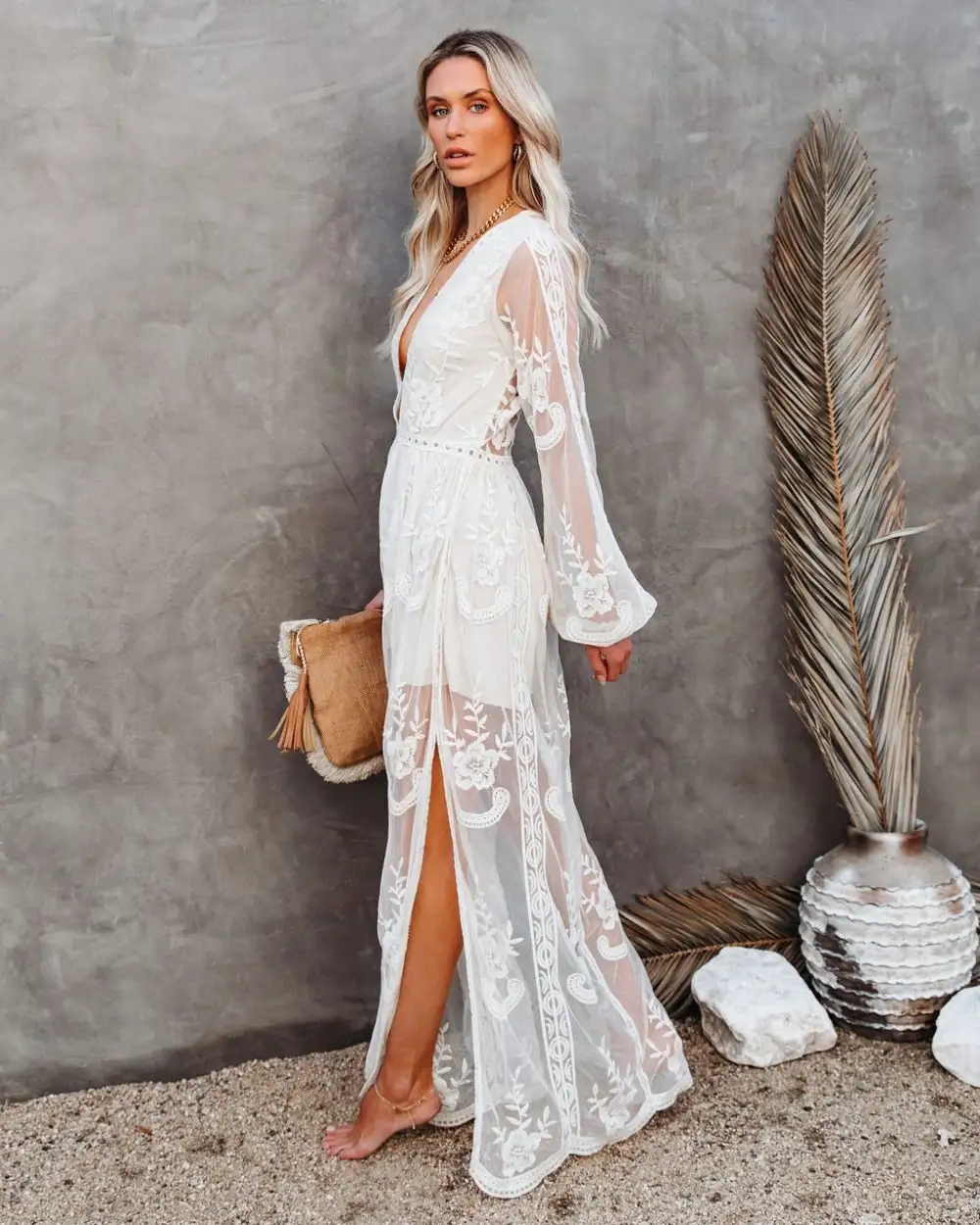 Mystical Moonlight Lace Boho Maxi Dress