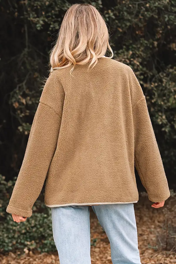 French Puffy Plush Corduroy Edge Patchwork Jacket