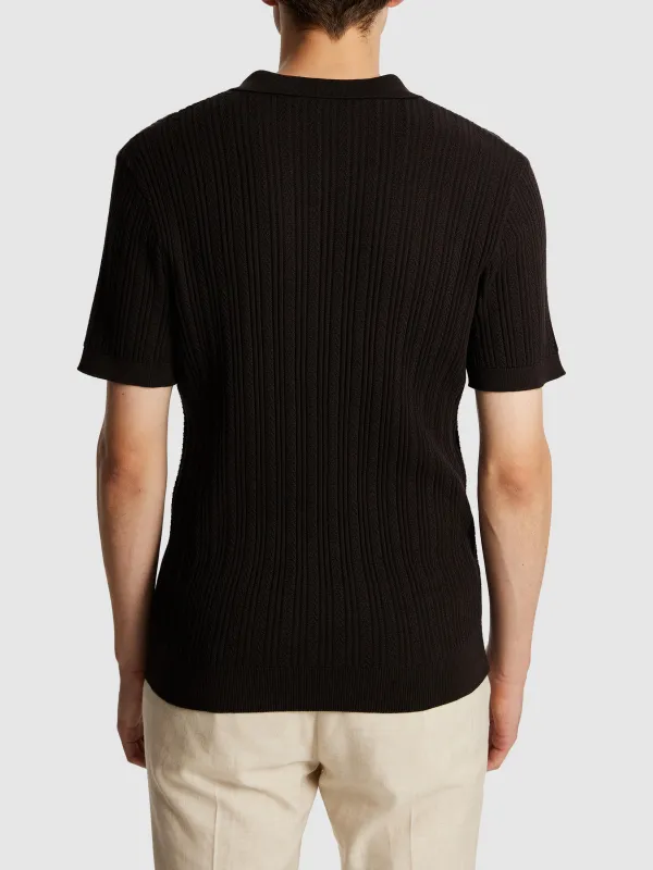 Chocolate Short Sleeve Ribbed Polo Shirt