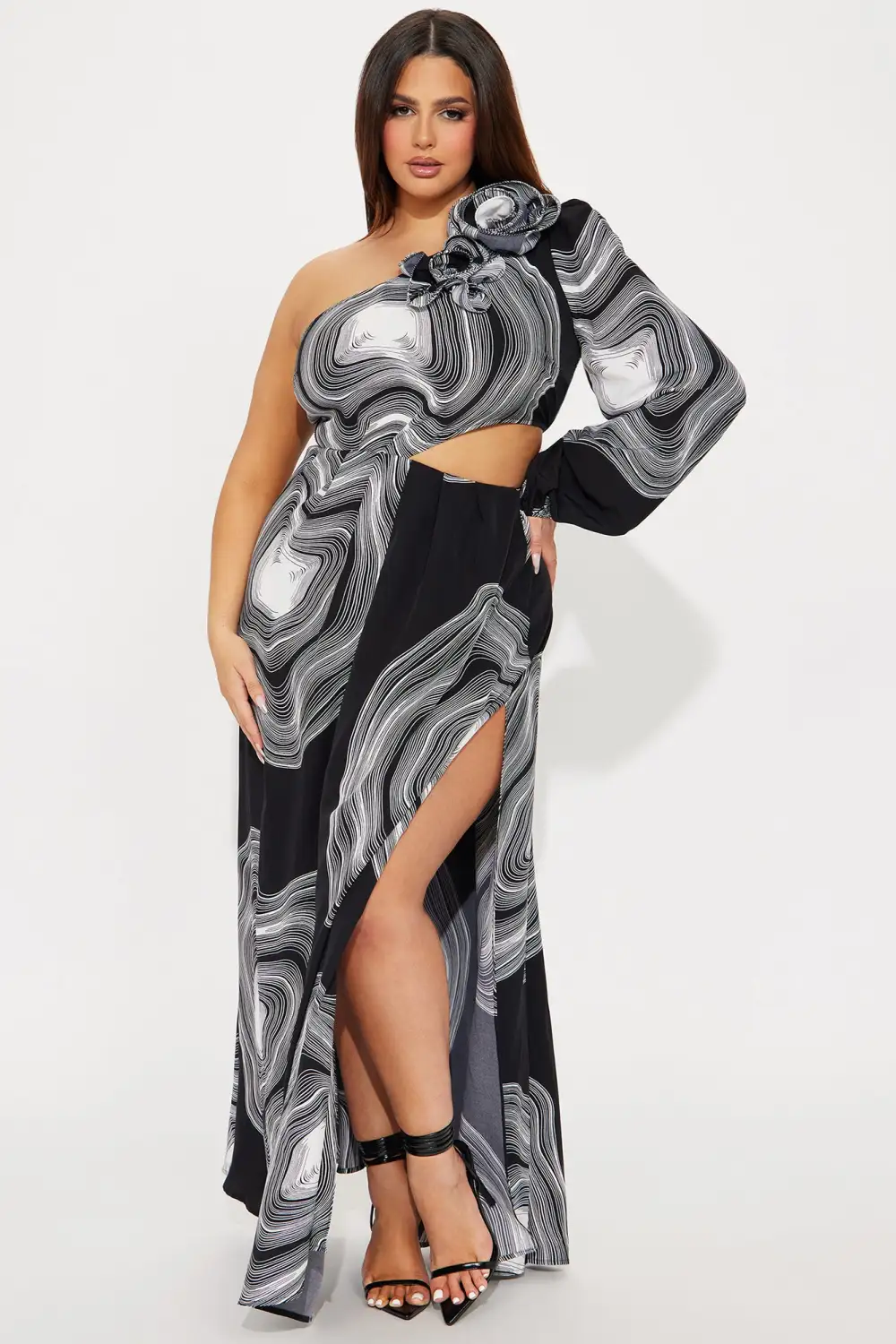 Bowie Printed Maxi Dress - Black/White