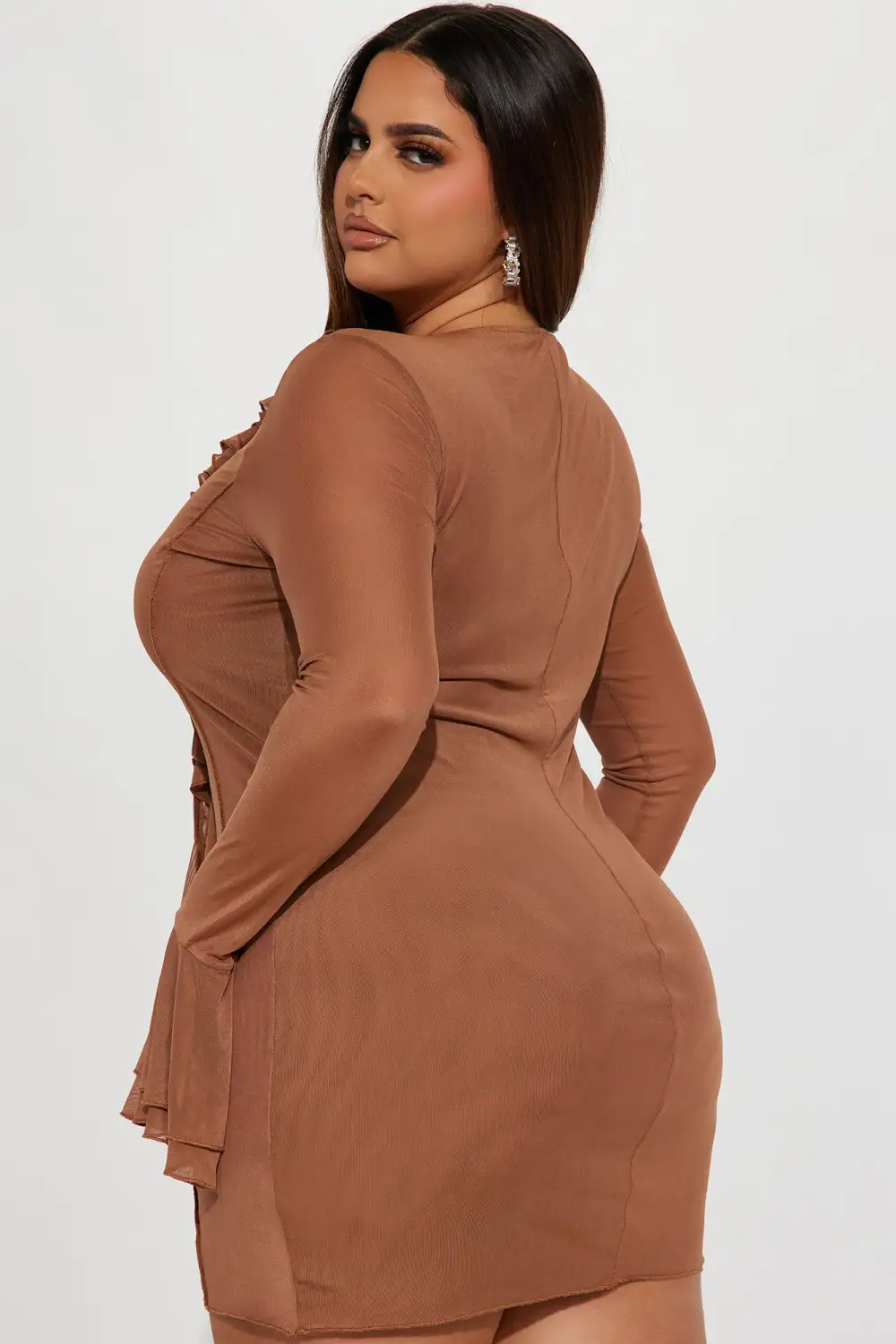 Summer In Paradise Mesh Mini Dress - Mocha