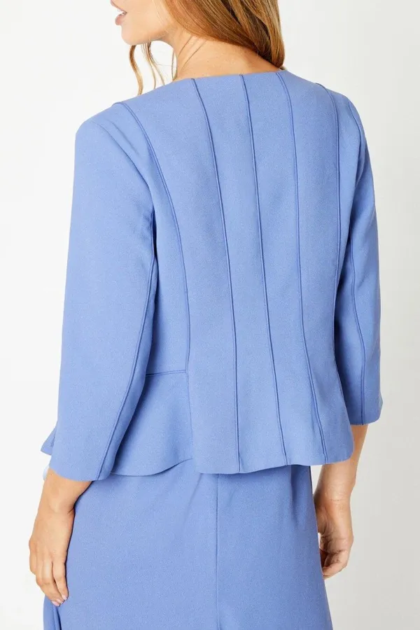 Crepe Textured Jacket With Piping And Seams