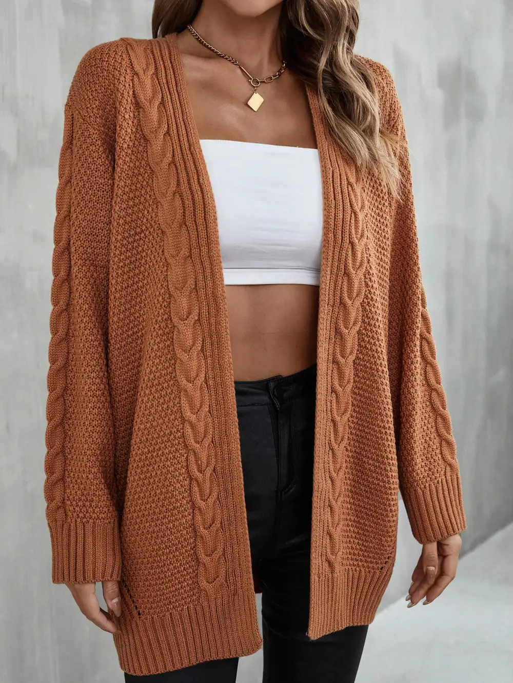 Women's Mid-Length Long Sleeve Knit Cardigan