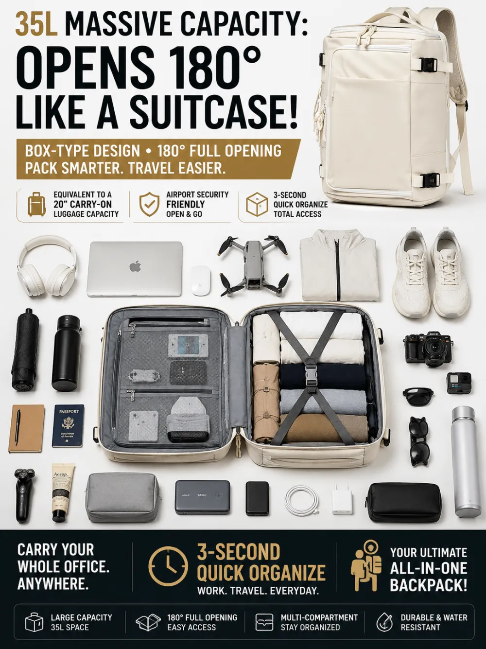 Box type open bag outdoor backpack