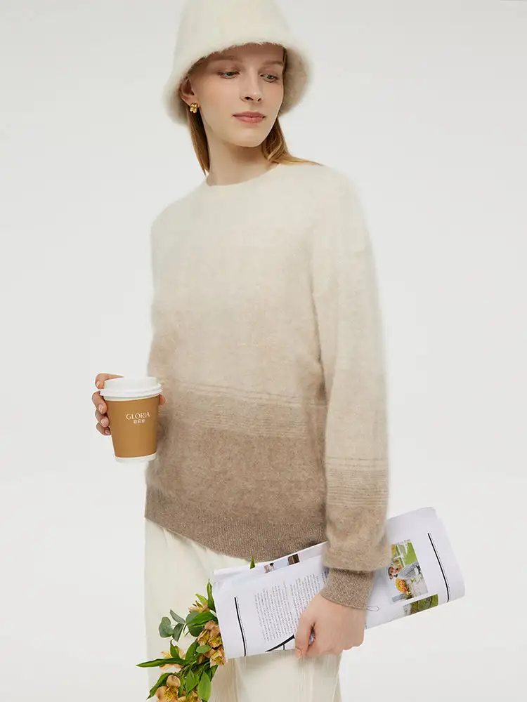 100% Brushed Cashmere Gradient Women Sweater