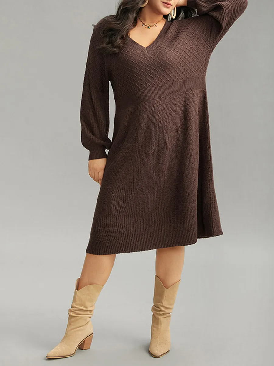 Plus-size V-neck sweater dress