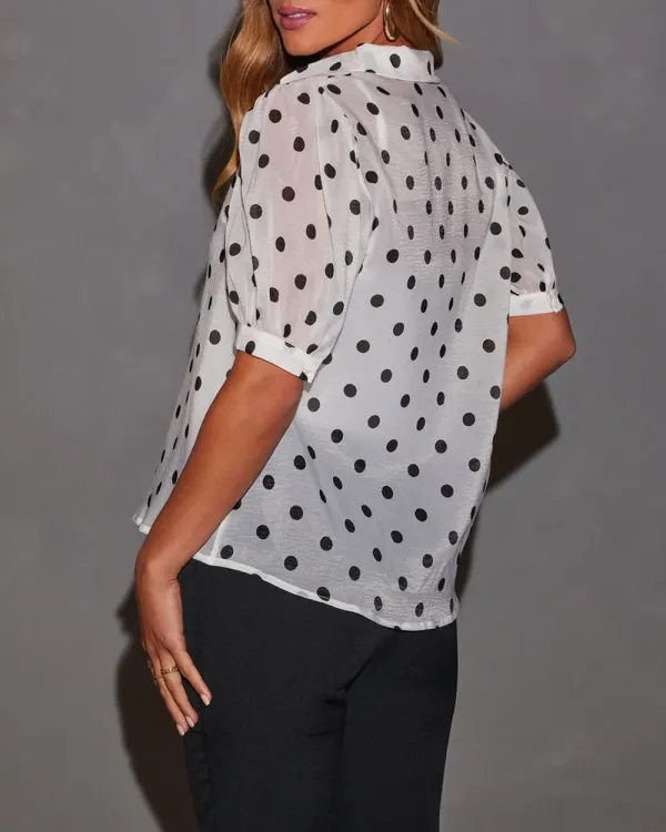 Button Down Puff Sleeve Top