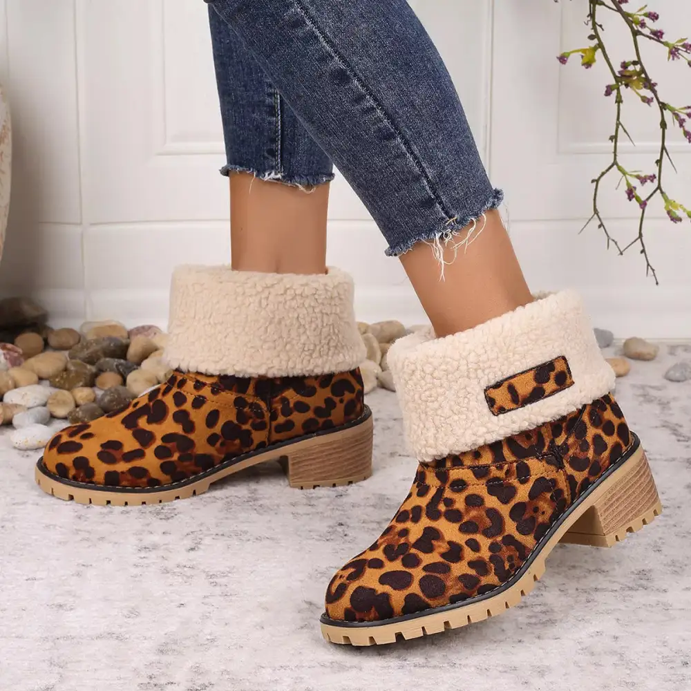 Print Plush Lined Boots