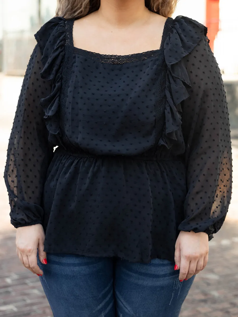 Square collar ruffled shirt