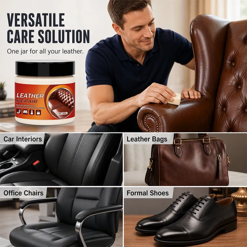 Multi‑Functional Leather Scratch Repair Cream‑Professional Seamless Leather Restorer, Texture Restoration Balm for Sofa, Car Seats, Bags & Shoes