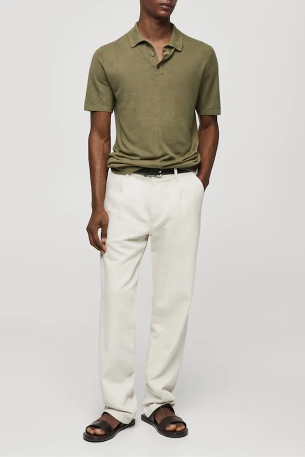 Buttoned Micro-Structure Knitted Polo Shirt