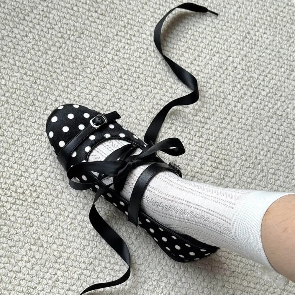 Polka Dot Lace Ballet Flats
