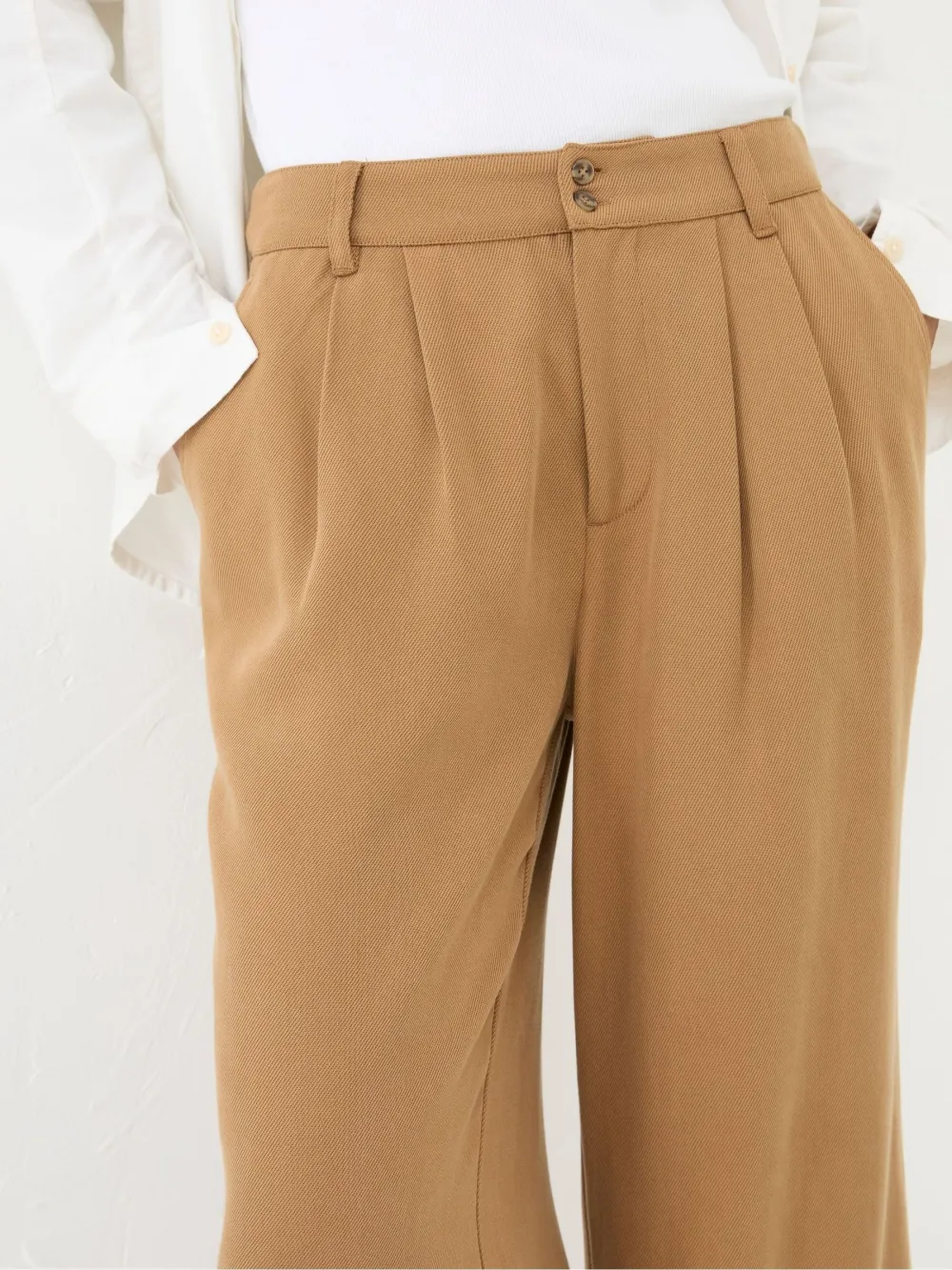 Dark Natural Ginger Wide Leg Drape Trousers
