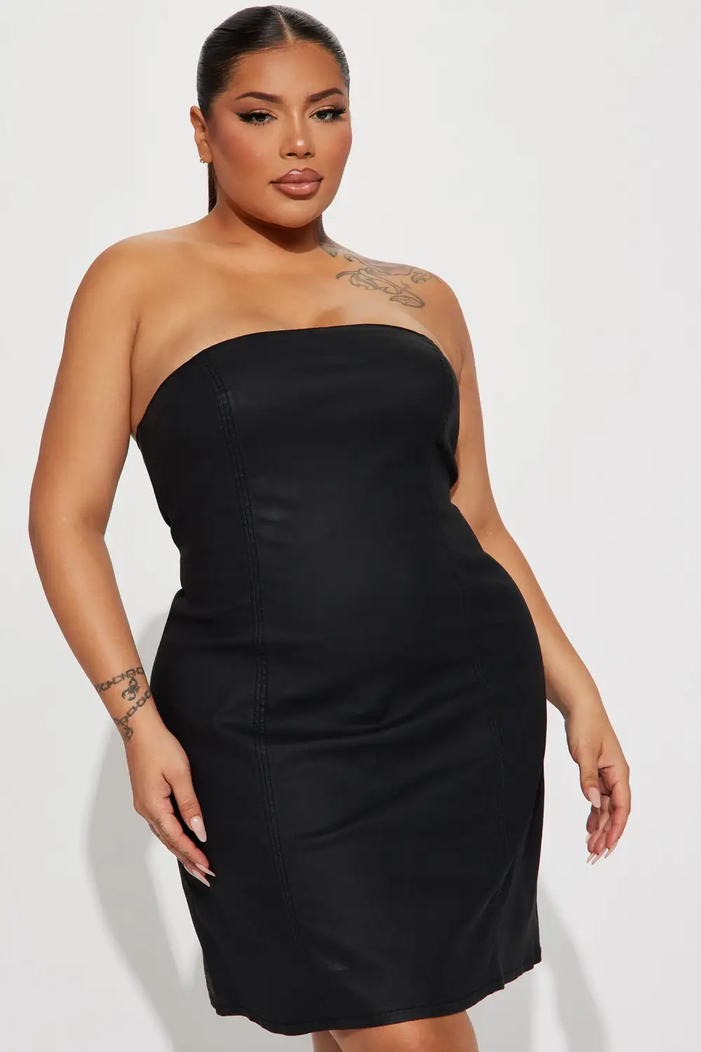Catherine Denim Mini Dress - Black