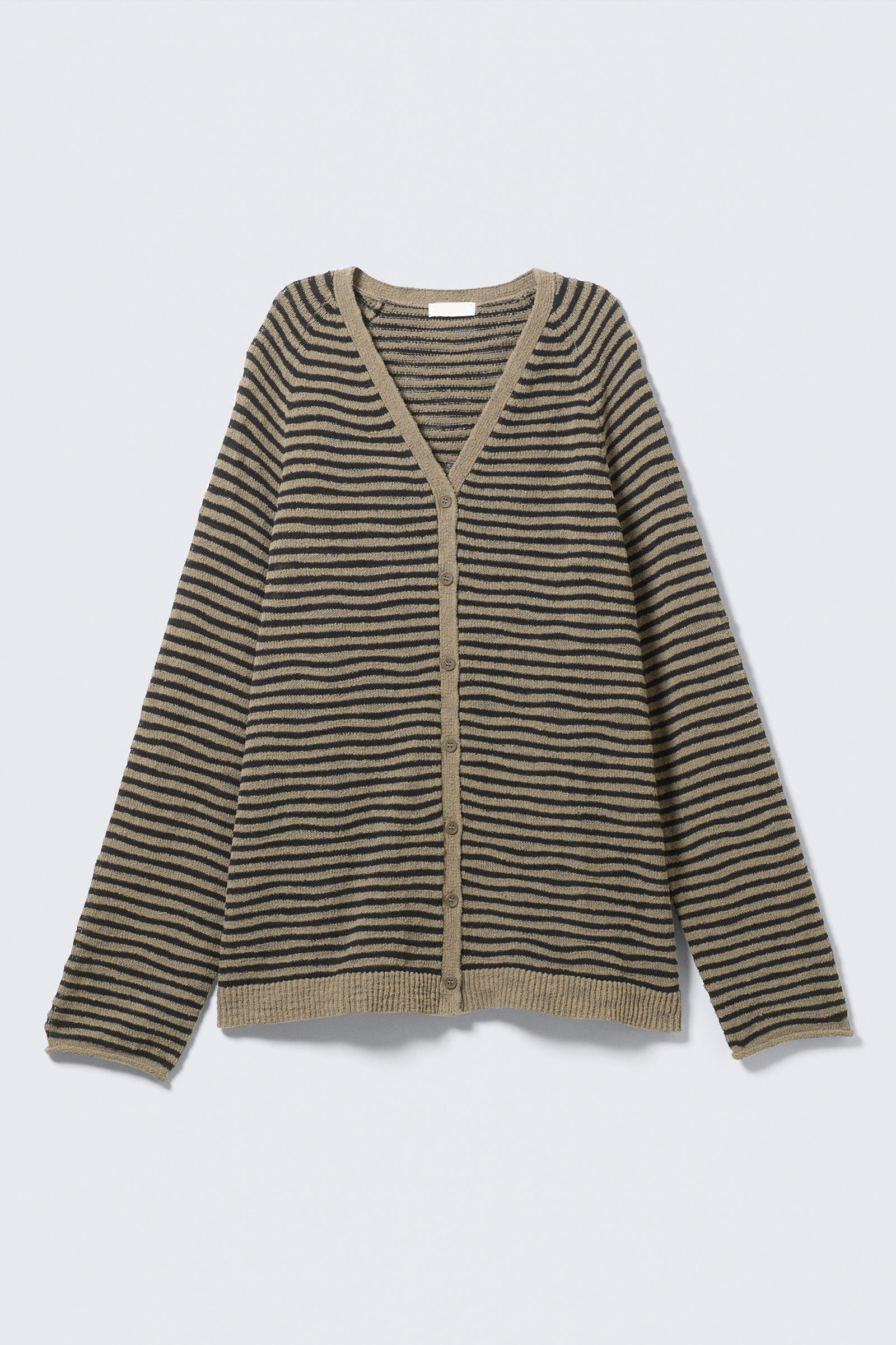 Striped V-Neck Drop Shoulder Cardigan