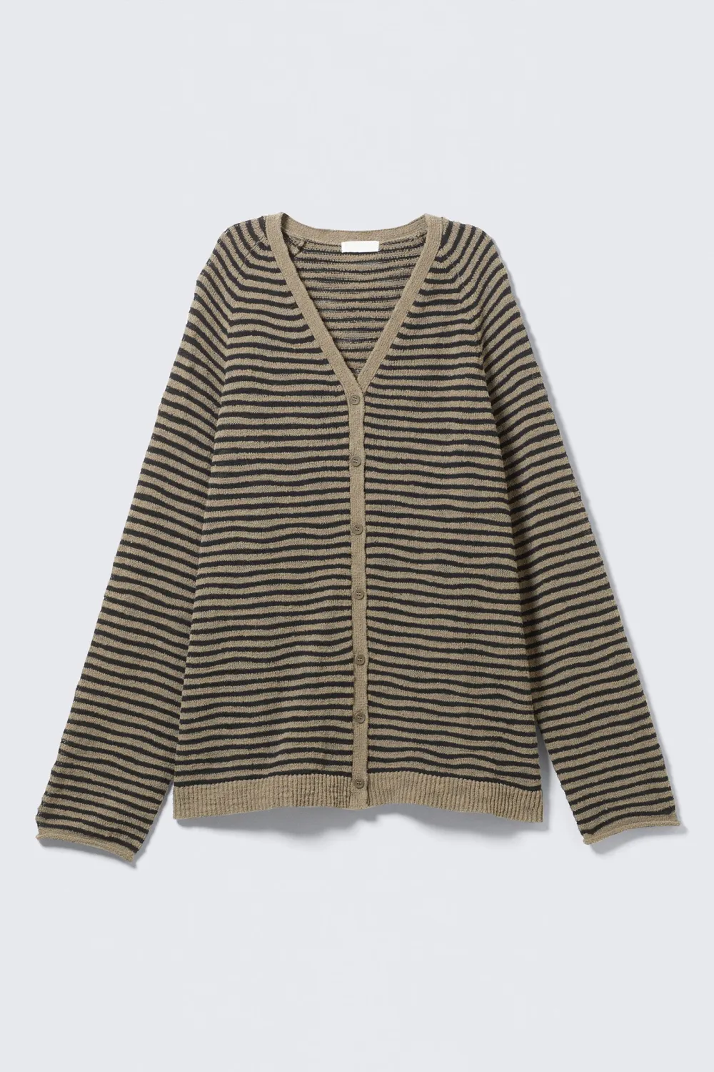 Striped V-Neck Drop Shoulder Cardigan