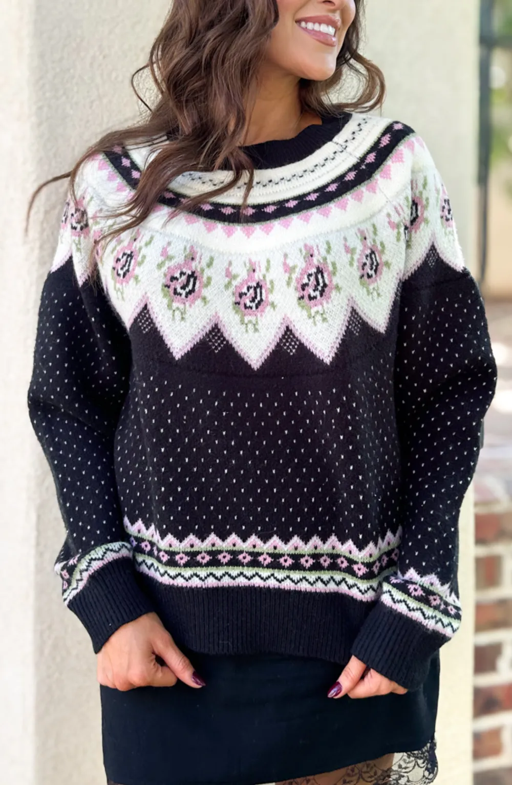 What You Want Black Vintage Pattern Sweater