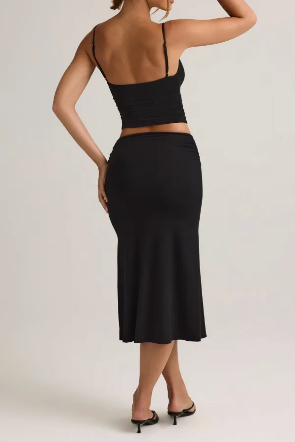 Solid Mermaid Hem Fitted Skirt