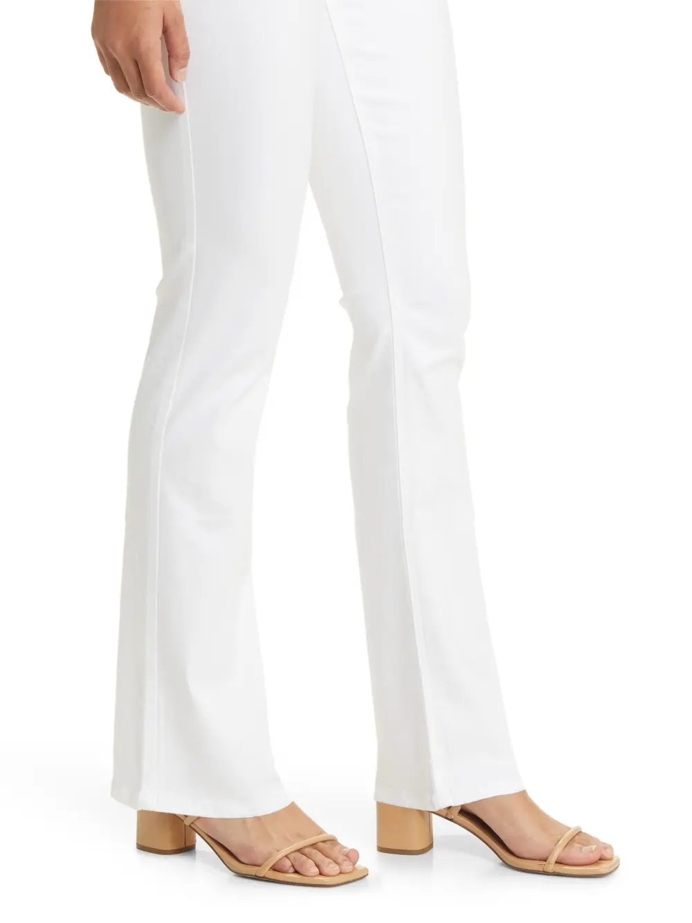 Faux Leather Trim Ponte Knit Pants