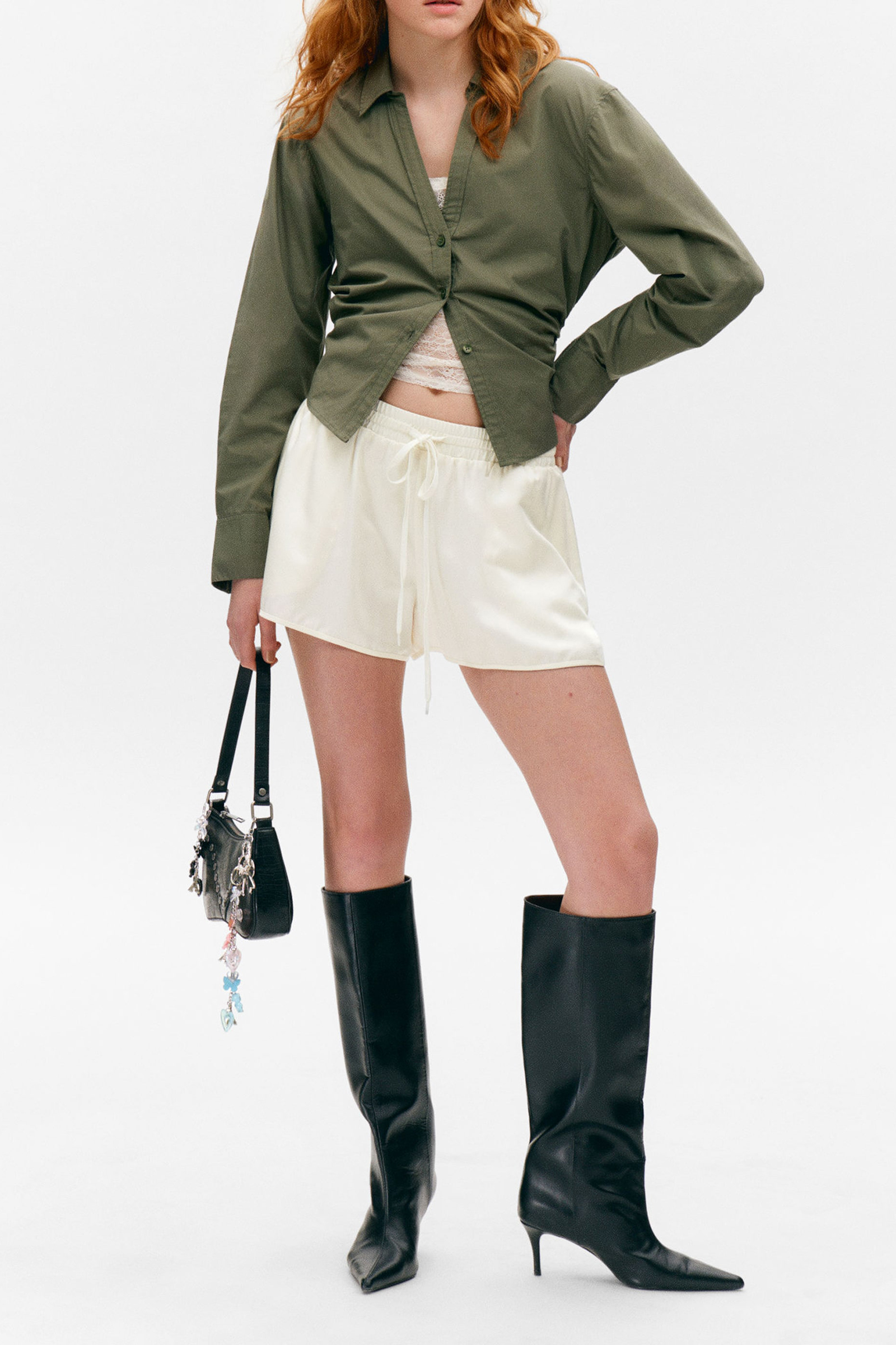 Cutout Back Drawstring Detail Shirt