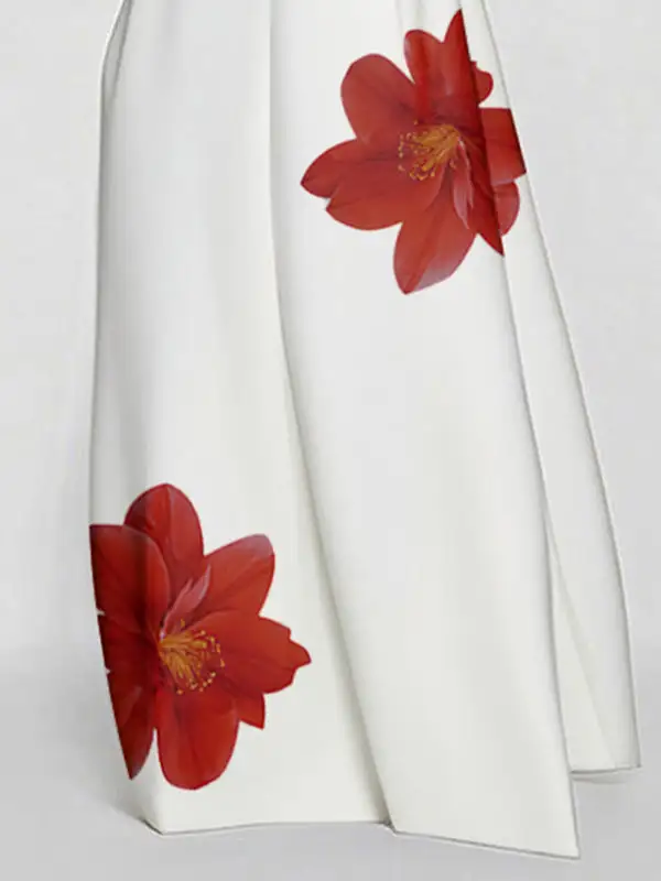 Asymmetric Floral Printed Sleeveless Neck Maxi Dress